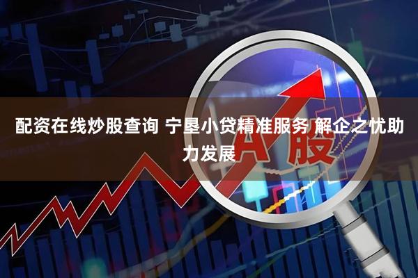 配资在线炒股查询 宁垦小贷精准服务 解企之忧助力发展