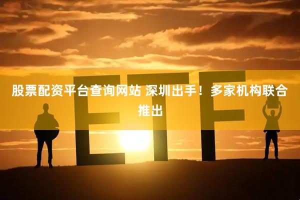 股票配资平台查询网站 深圳出手！多家机构联合推出
