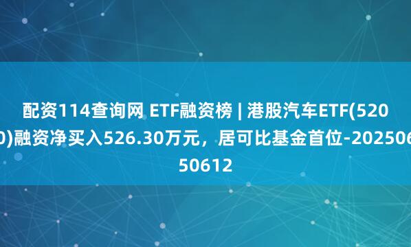 配资114查询网 ETF融资榜 | 港股汽车ETF(520600)融资净买入526.30万元，居可比基金首位-20250612